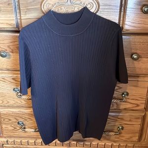 Laura Scott cable knit brown short sleeve sweater size large